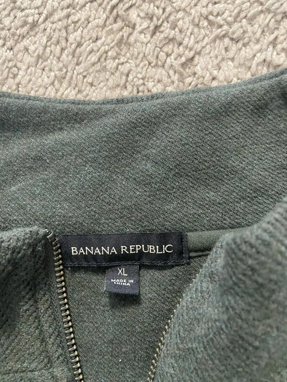Banana Republic Sweater Mens XL Green 1/4 Zip Mock Neck Thermal Knit Pullover